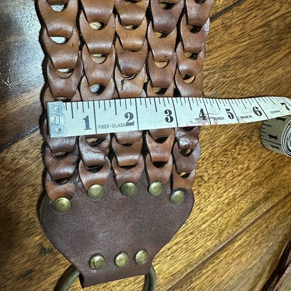 Womens Vintage Boho Brown Leather Braided Belt - Picture 3 of 15